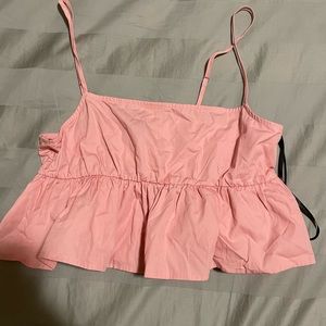 Pink peplum crop top